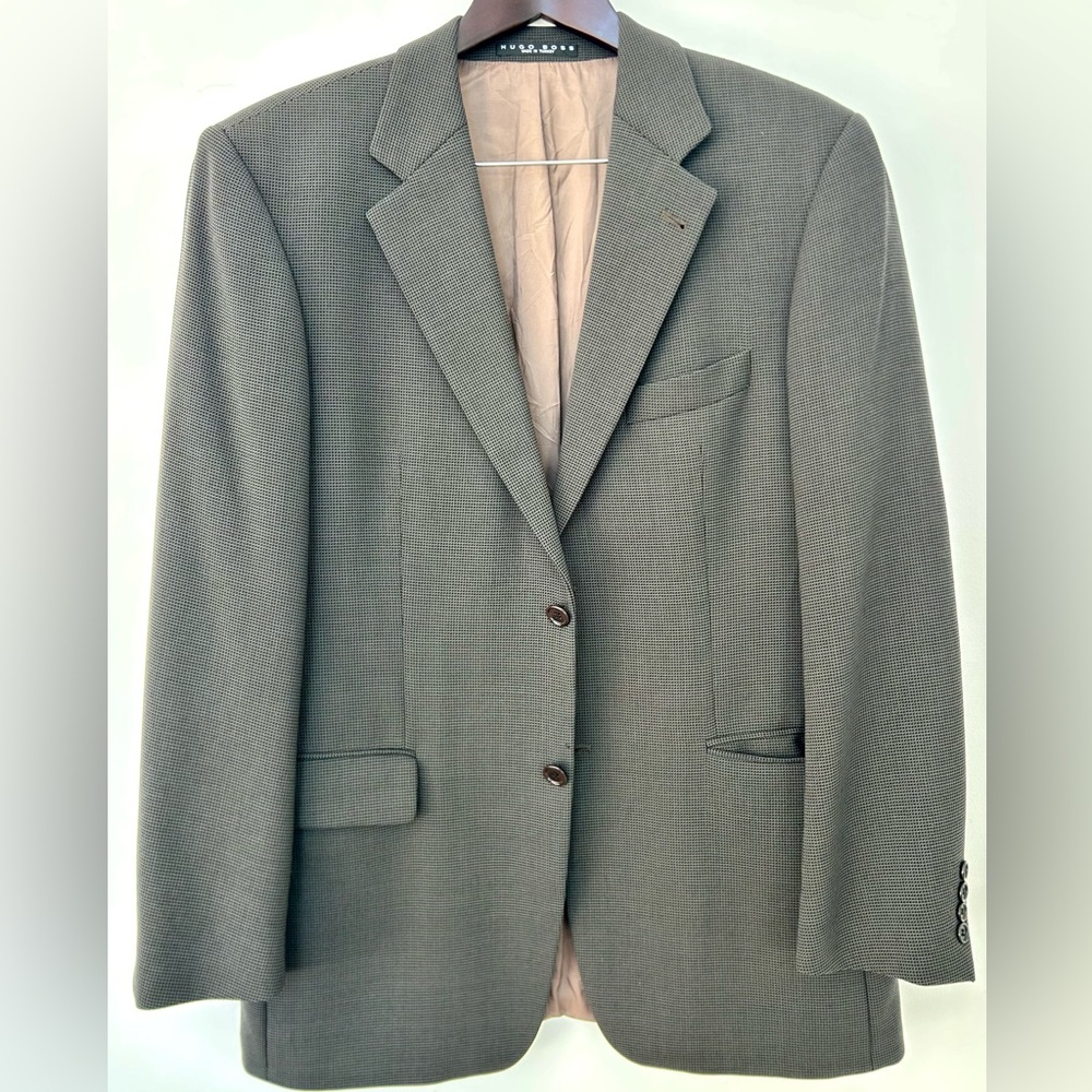 Hugo Boss 100% Virgin Wool Blazer Men’s 42R Grey Textured Sport Coat 2 Button
